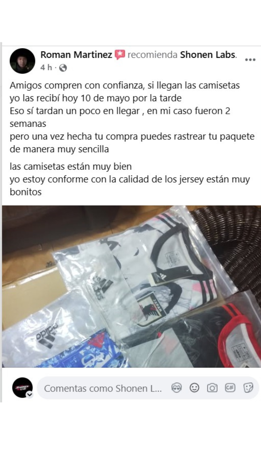 Reseña de cliente en Instagram