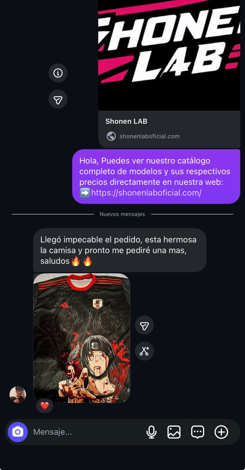 Reseña de cliente en Instagram
